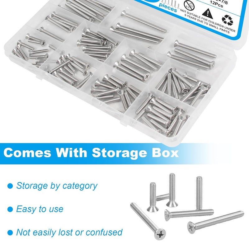 Yinpecly 100 PCS Machine Screws, #6-32#8-32 Phillips Flat Head Electricians Screw Kit 304 Stainless Steel Outlet Screws for Wall Plate Switch, Receptacles Mounting Screws - Image 4